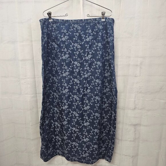 Liz Claiborne Blue Floral Boho Blouse Midi Skirt Chambray Set 12 - Picture 8 of 16